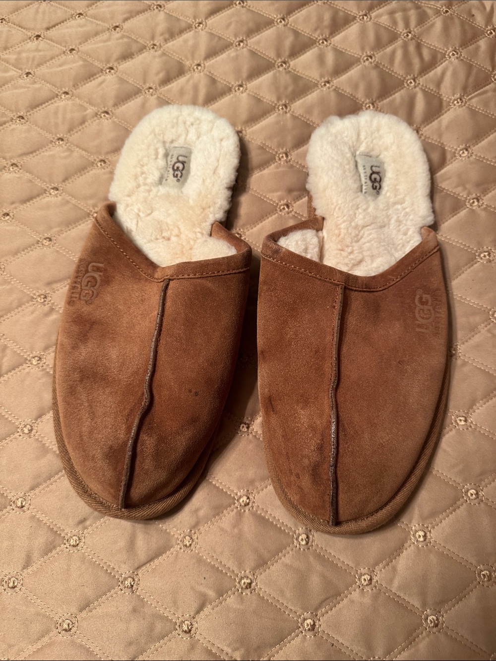 UGG Men’s Chestnut Suede Shearling-Lined Slip-On Slippers